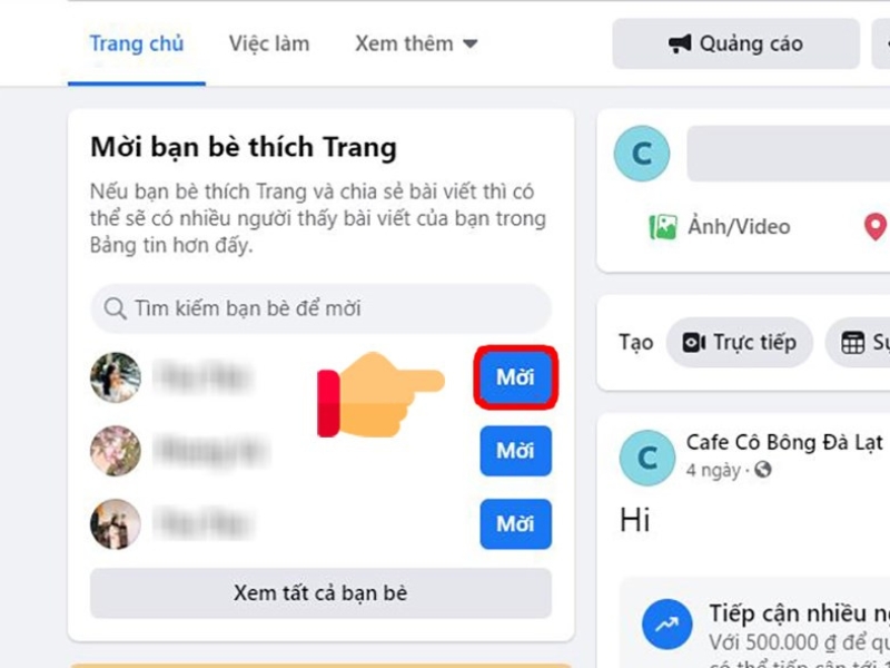 Thủ thuật mời bạn bè like fanpage